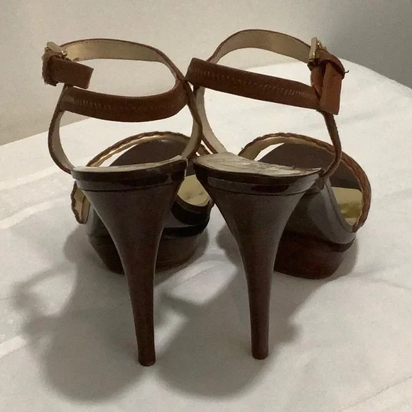 NEW Michael Kors High Heel Shoes - Camel Braided leather - Picture 8 of 10